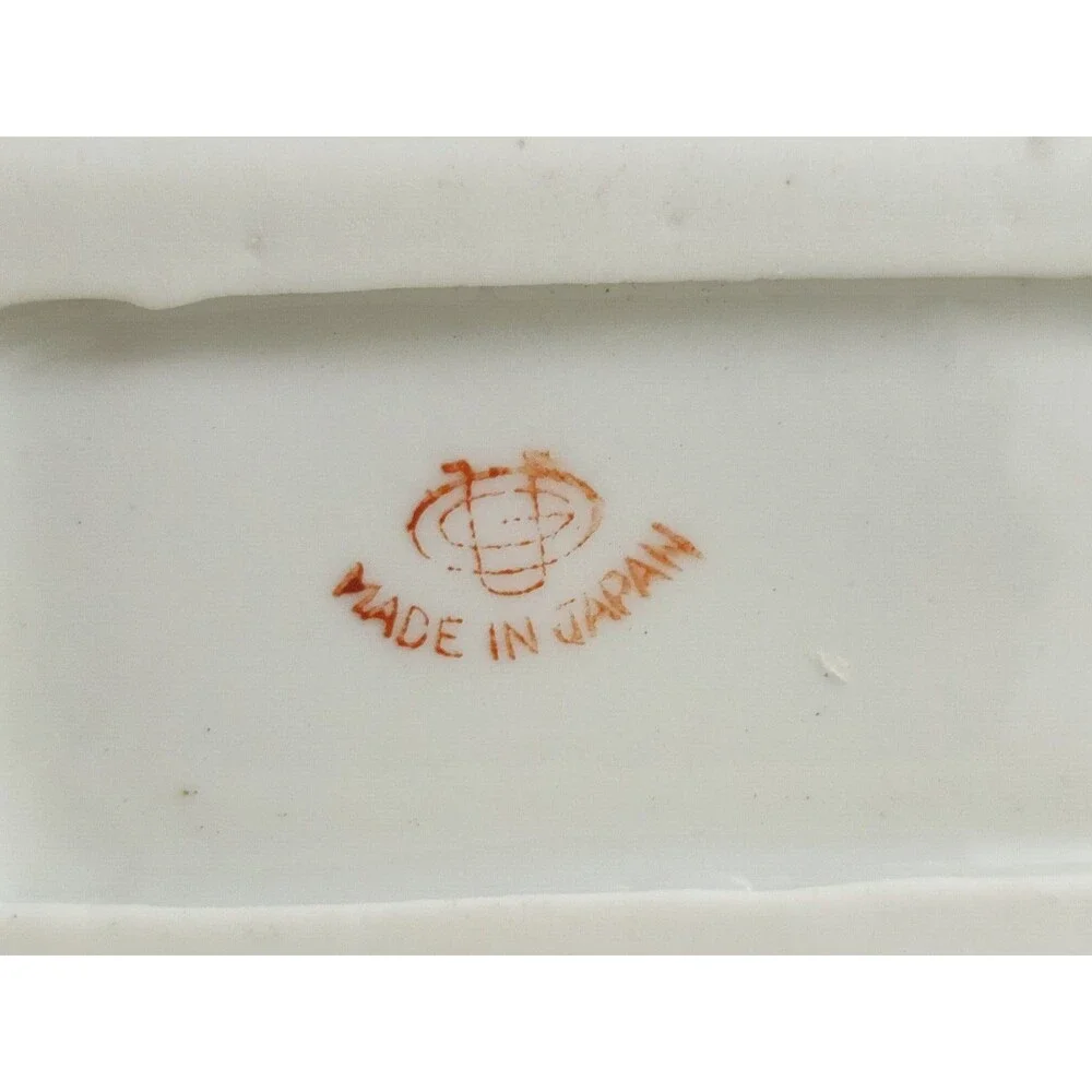 Ucagco Ceramics Japan Small Tray 3.75x2.75" Vintage Floral White Gold Multicolor - Picture 3 of 3